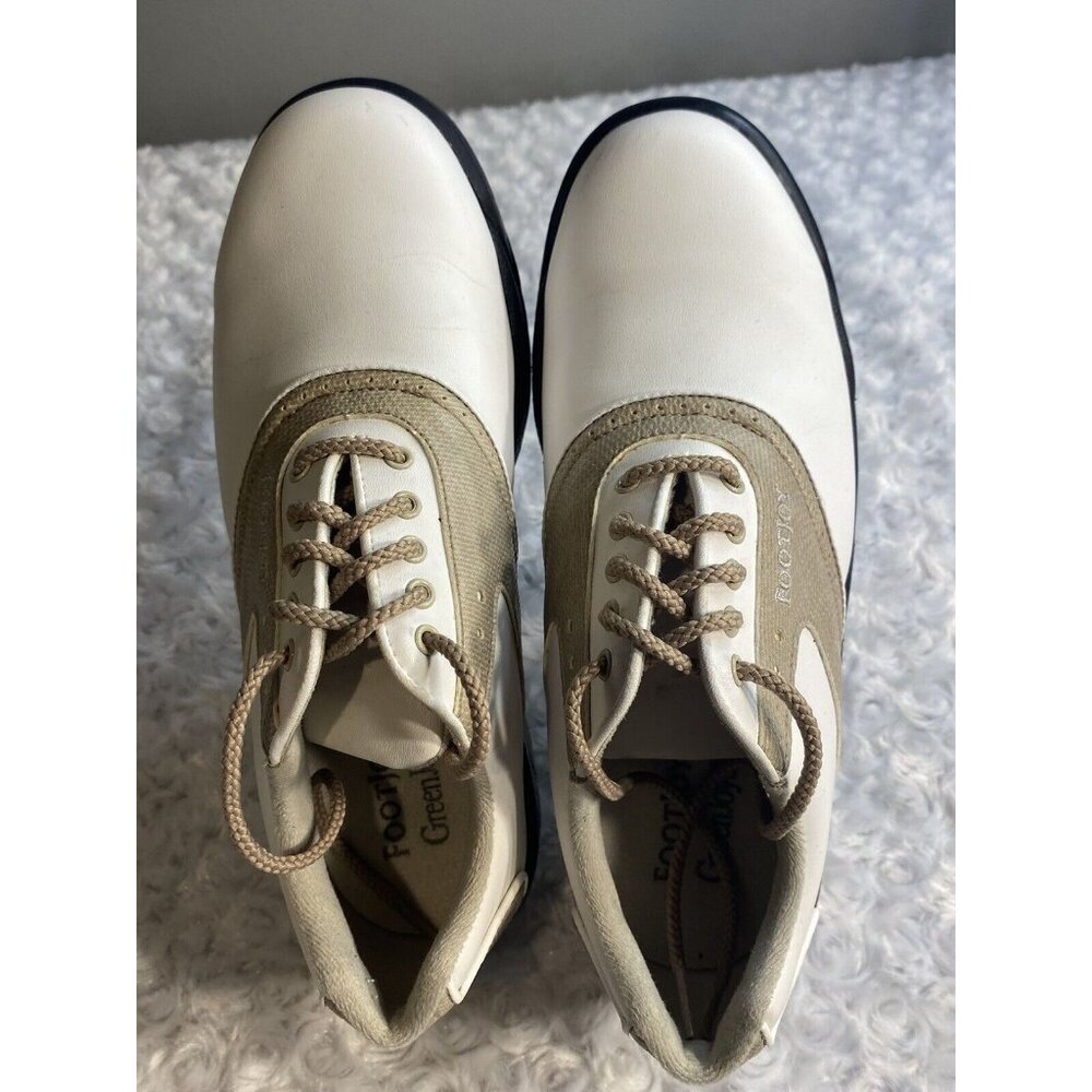 FootJoy GreenJoys Women's Golf Shoes with Soft Spikes White & Tan 48401 Size 7 M